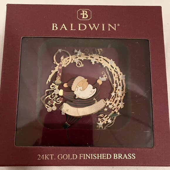 MAGICAL SANTA 77134.010 2004 Baldwin Brass 24Kt Gold Finished Brass Ornament VTG - Picture 1 of 8